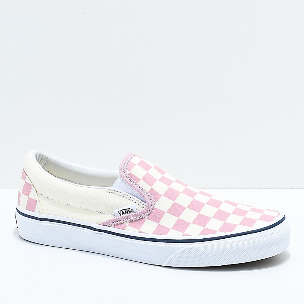 Pink Checkered Slip on Vans